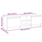 Mueble de TV con luces LED gris hormigón 120x30x36 cm