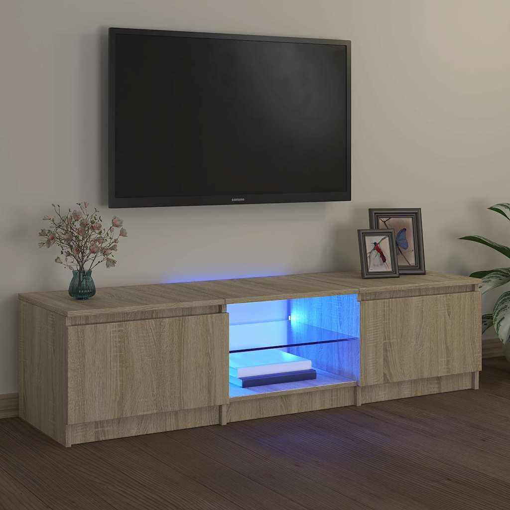 Armario TV con luces LED color roble Sonoma 180x35x40 cm