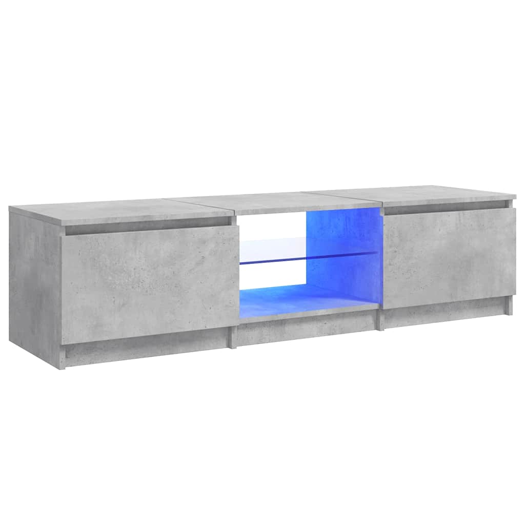 Mueble de TV con luces LED gris hormigón 140x40x36 cm