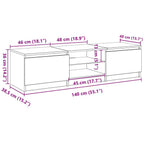 Mueble de TV con luces LED gris hormigón 140x40x36 cm