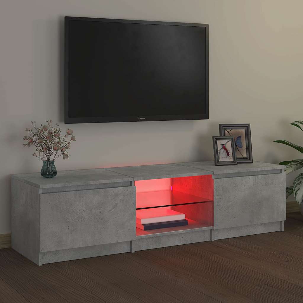 Mueble de TV con luces LED gris hormigón 140x40x36 cm
