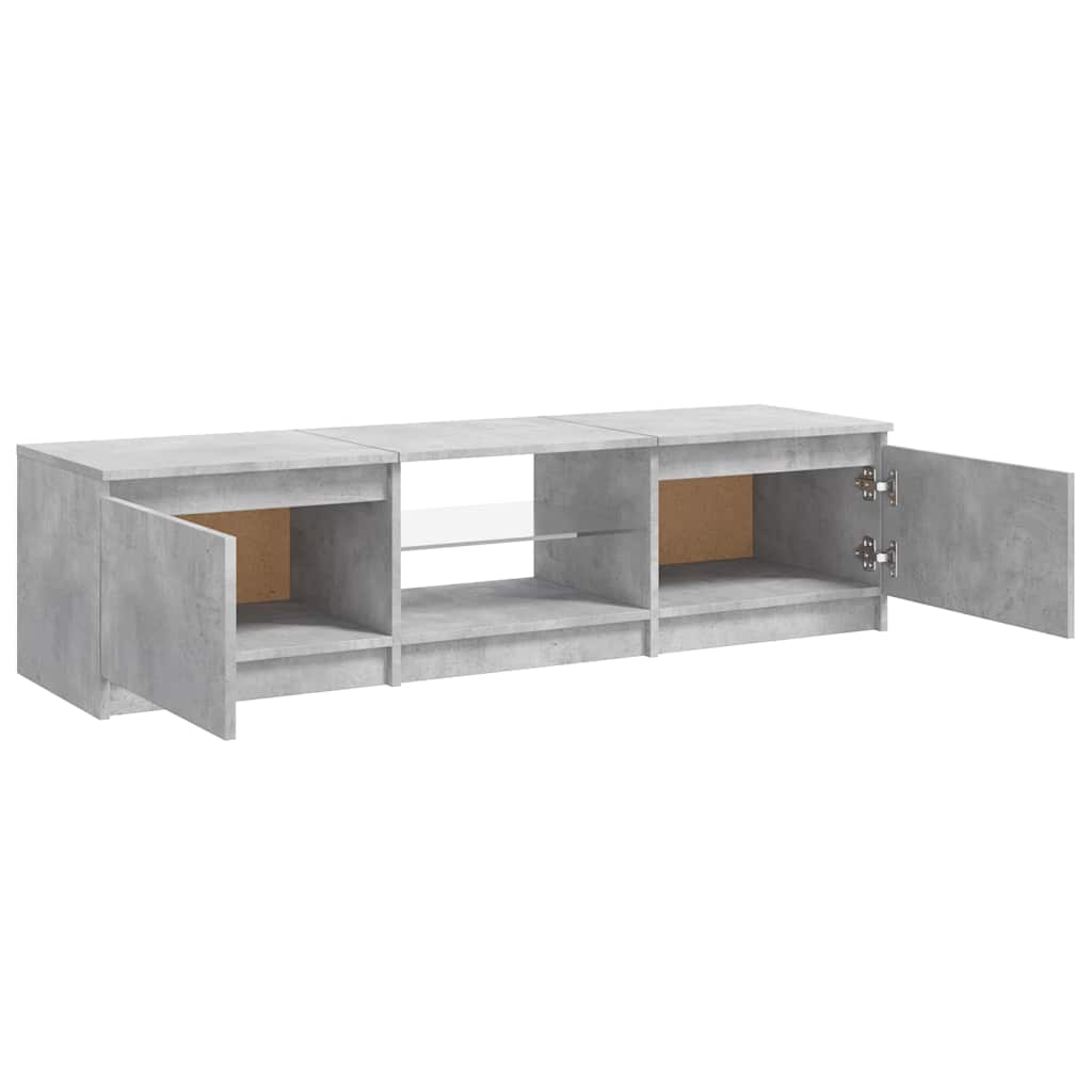 Mueble de TV con luces LED gris hormigón 140x40x36 cm