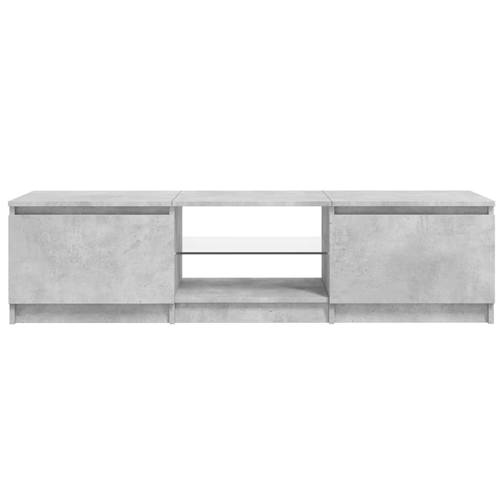 Mueble de TV con luces LED gris hormigón 140x40x36 cm