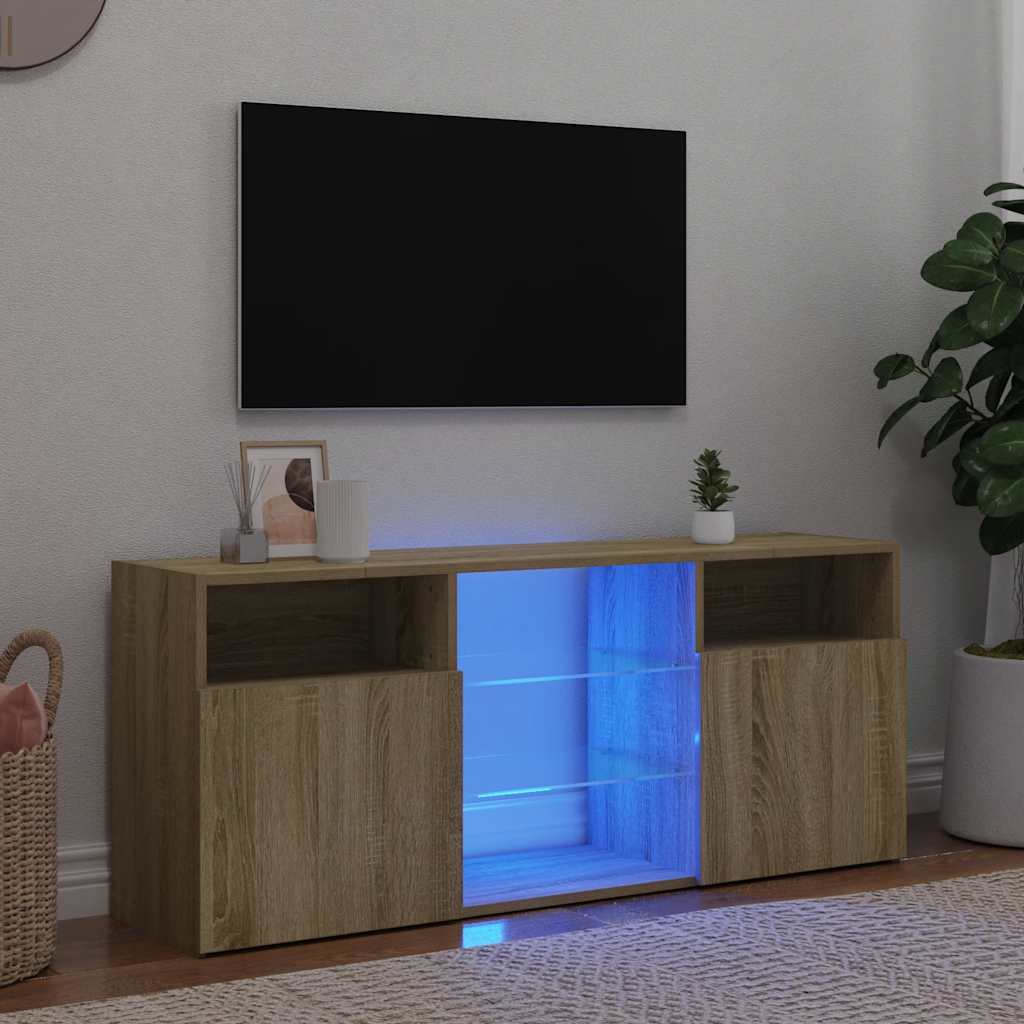 Armario TV con luces LED color roble Sonoma 180x35x40 cm