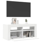 Mueble de TV con luces LED blanco 90x35x40 cm