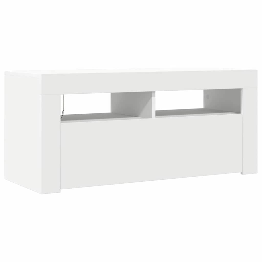 Mueble de TV con luces LED blanco 90x35x40 cm