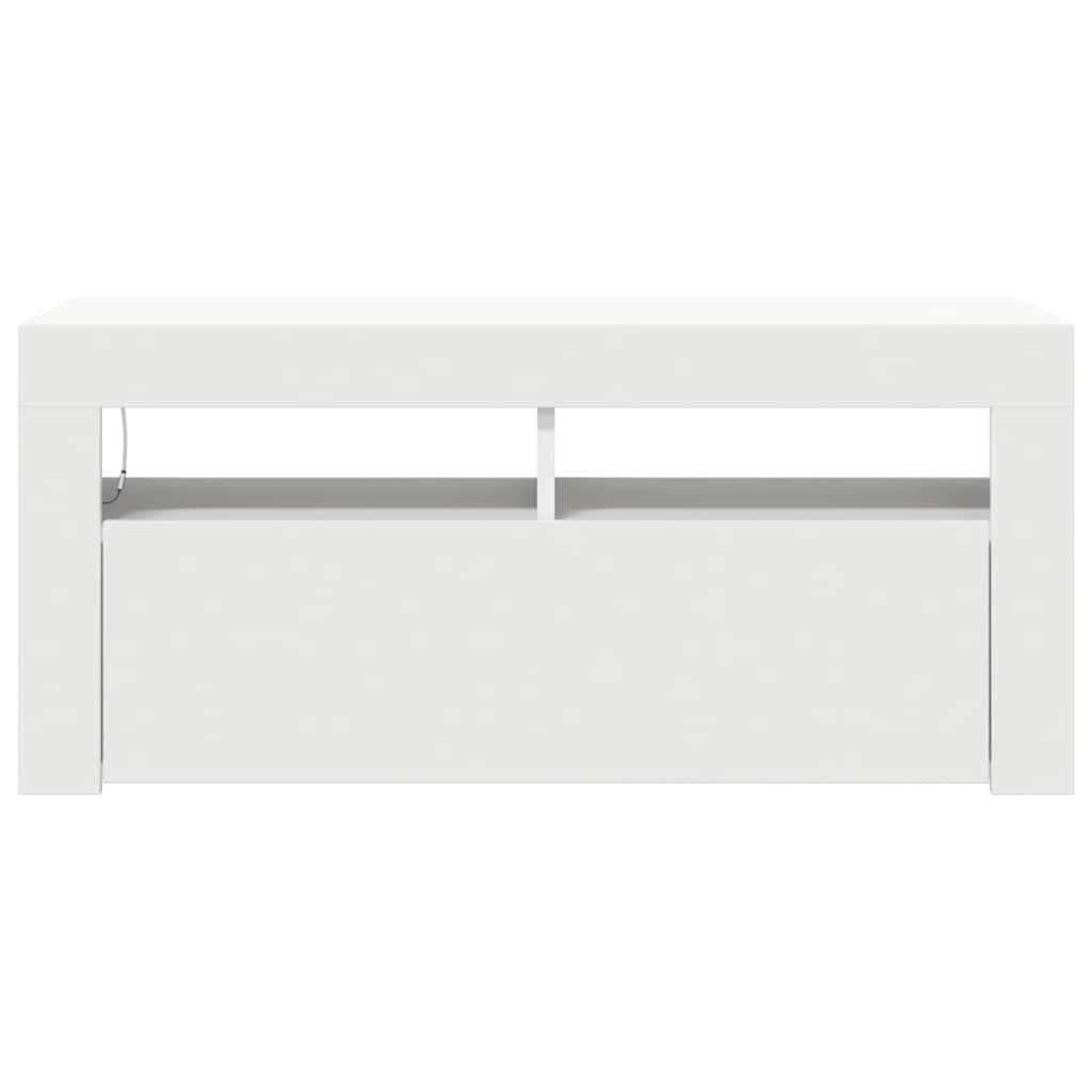 Mueble de TV con luces LED blanco 90x35x40 cm