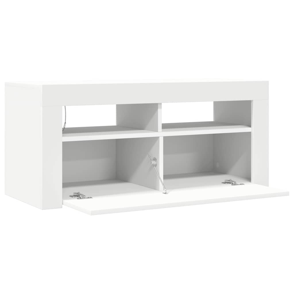 Mueble de TV con luces LED blanco 90x35x40 cm
