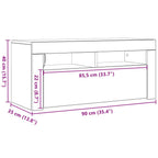 Mueble de TV con luces LED blanco brillante 90x35x40 cm