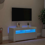 Mueble de TV con luces LED blanco brillante 90x35x40 cm