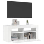 Mueble de TV con luces LED blanco brillante 90x35x40 cm