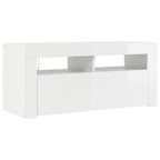 Mueble de TV con luces LED blanco brillante 90x35x40 cm