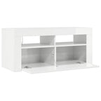 Mueble de TV con luces LED blanco brillante 90x35x40 cm