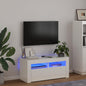 Mueble de TV con luces LED blanco brillante 90x35x40 cm