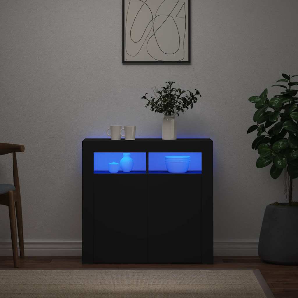 Aparador con luces LED blanco 115,5x30x75 cm