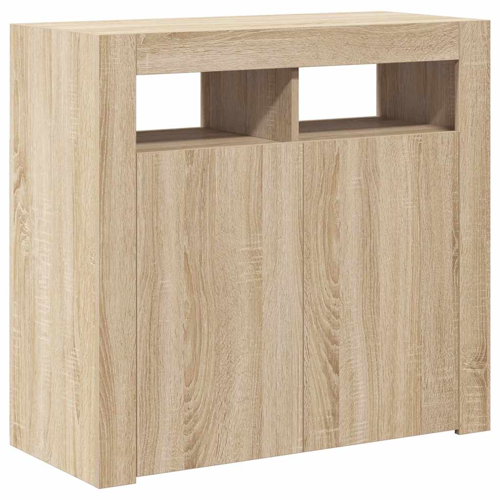 Aparador con luces LED roble Sonoma 80x35x75 cm