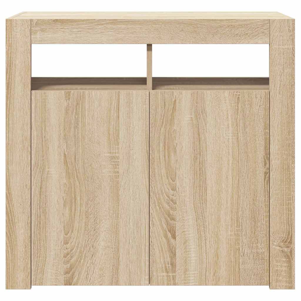 Aparador con luces LED roble Sonoma 80x35x75 cm