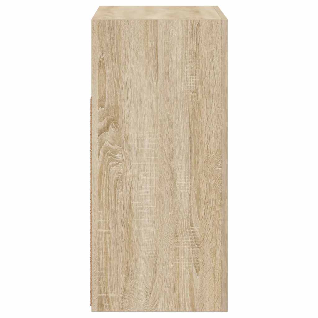 Aparador con luces LED roble Sonoma 80x35x75 cm