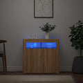 Aparador con luces LED roble Sonoma 80x35x75 cm