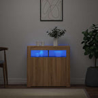 Aparador con luces LED roble Sonoma 80x35x75 cm