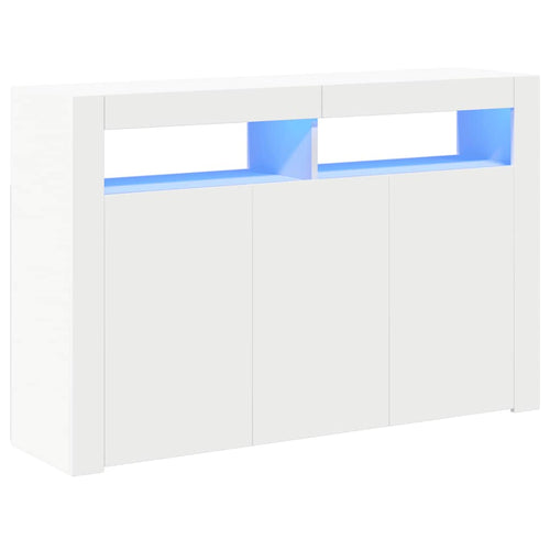 Aparador com luzes LED branco 115,5x30x75 cm
