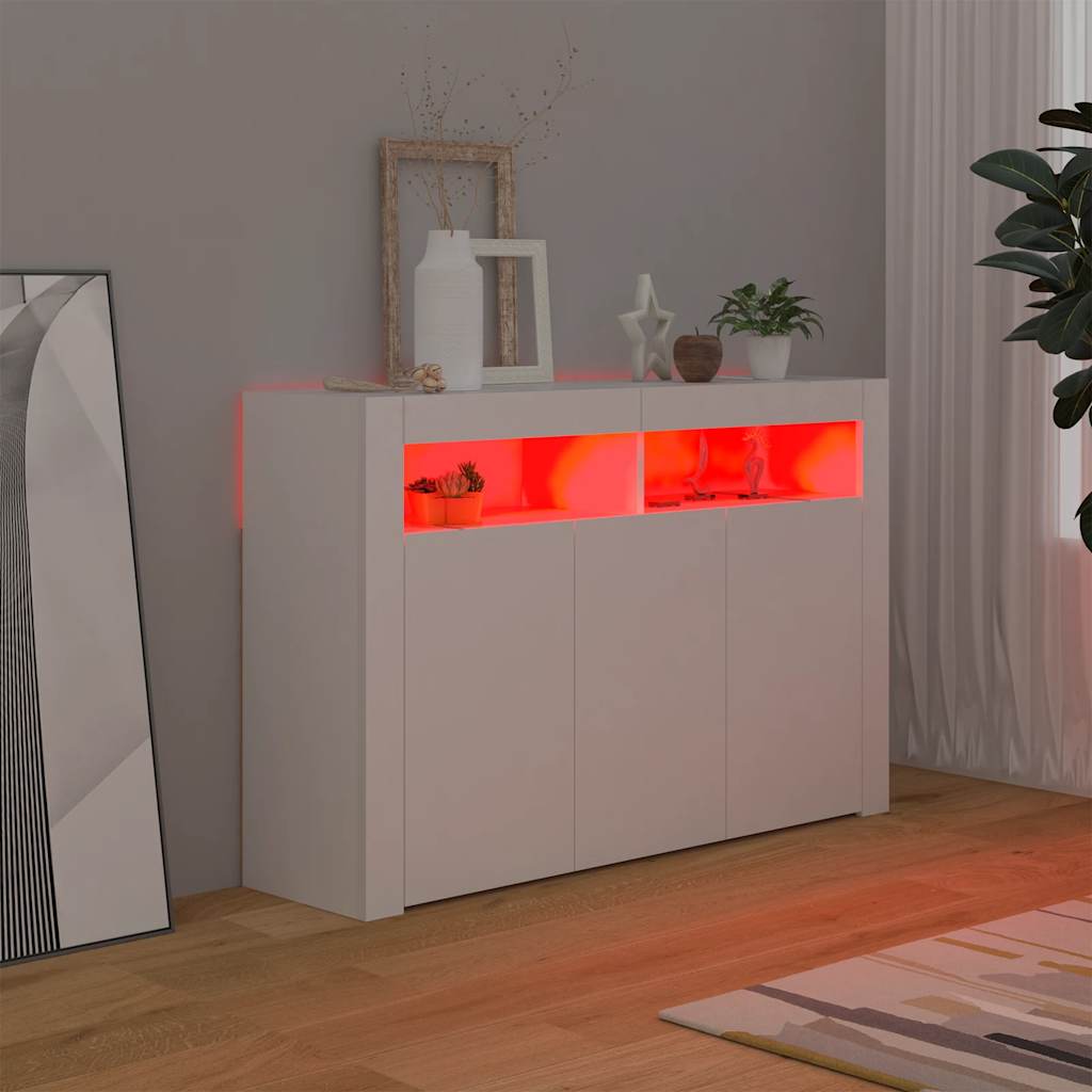Aparador con luces LED blanco 115,5x30x75 cm