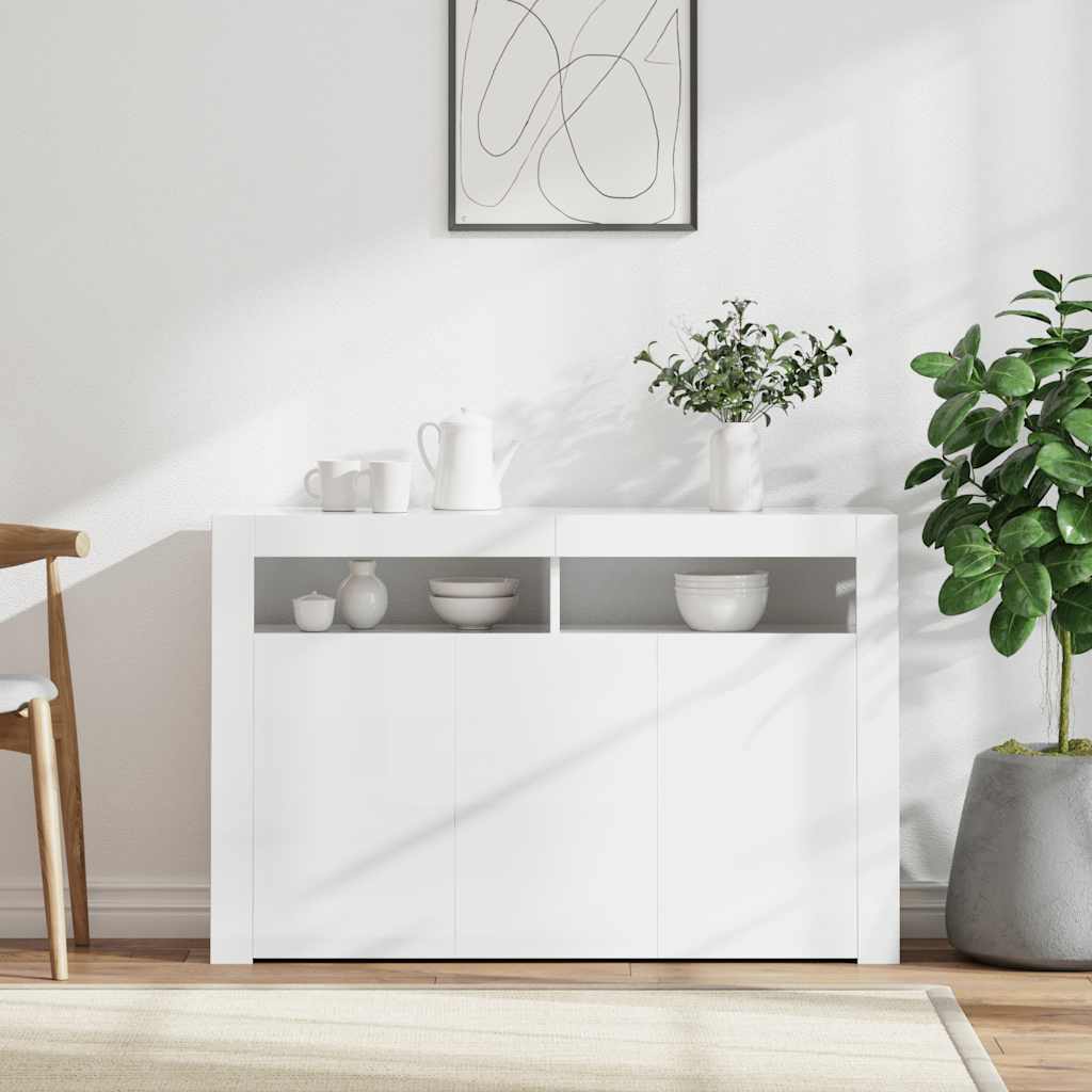 Aparador con luces LED blanco 115,5x30x75 cm