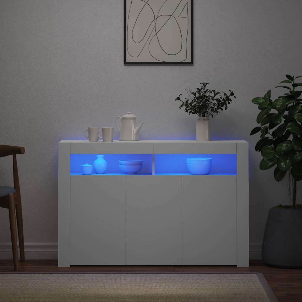 Aparador con luces LED blanco 115,5x30x75 cm