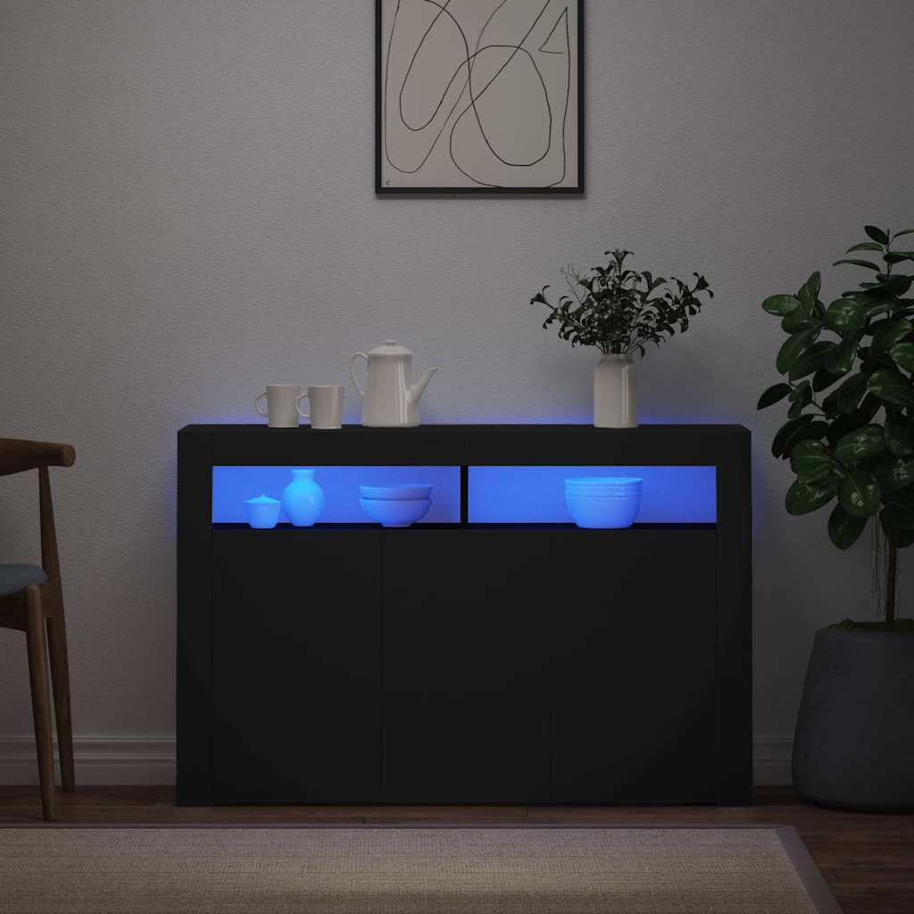 Aparador con luces LED blanco 115,5x30x75 cm