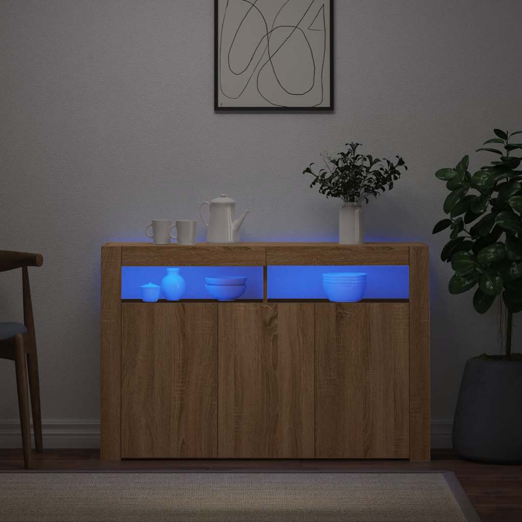 Aparador con luces LED blanco 115,5x30x75 cm