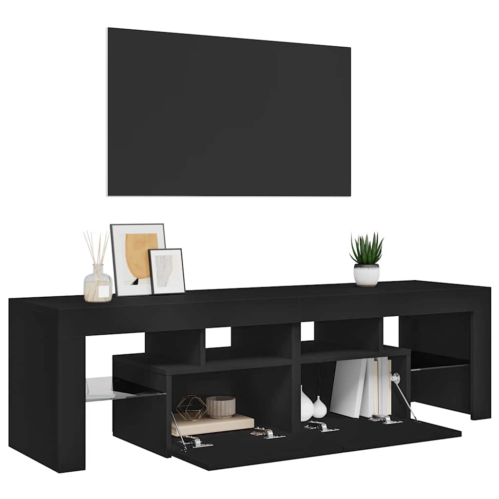 Mueble de TV con luces LED negro 140x36,5x40 cm