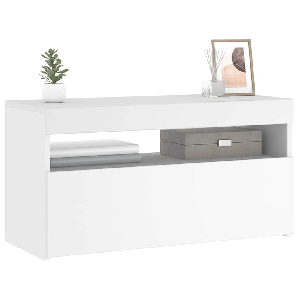 Mueble de TV con luces LED blanco 75x35x40 cm
