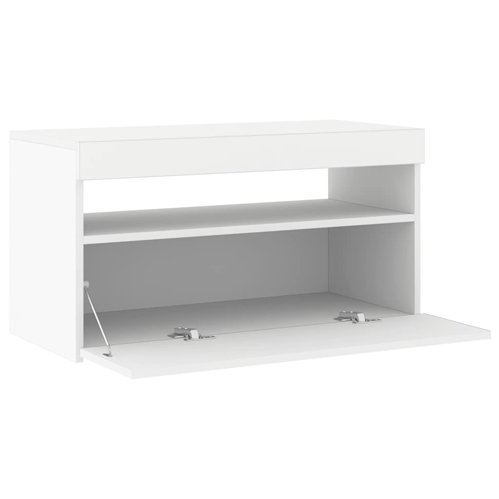 Mueble de TV con luces LED blanco 75x35x40 cm