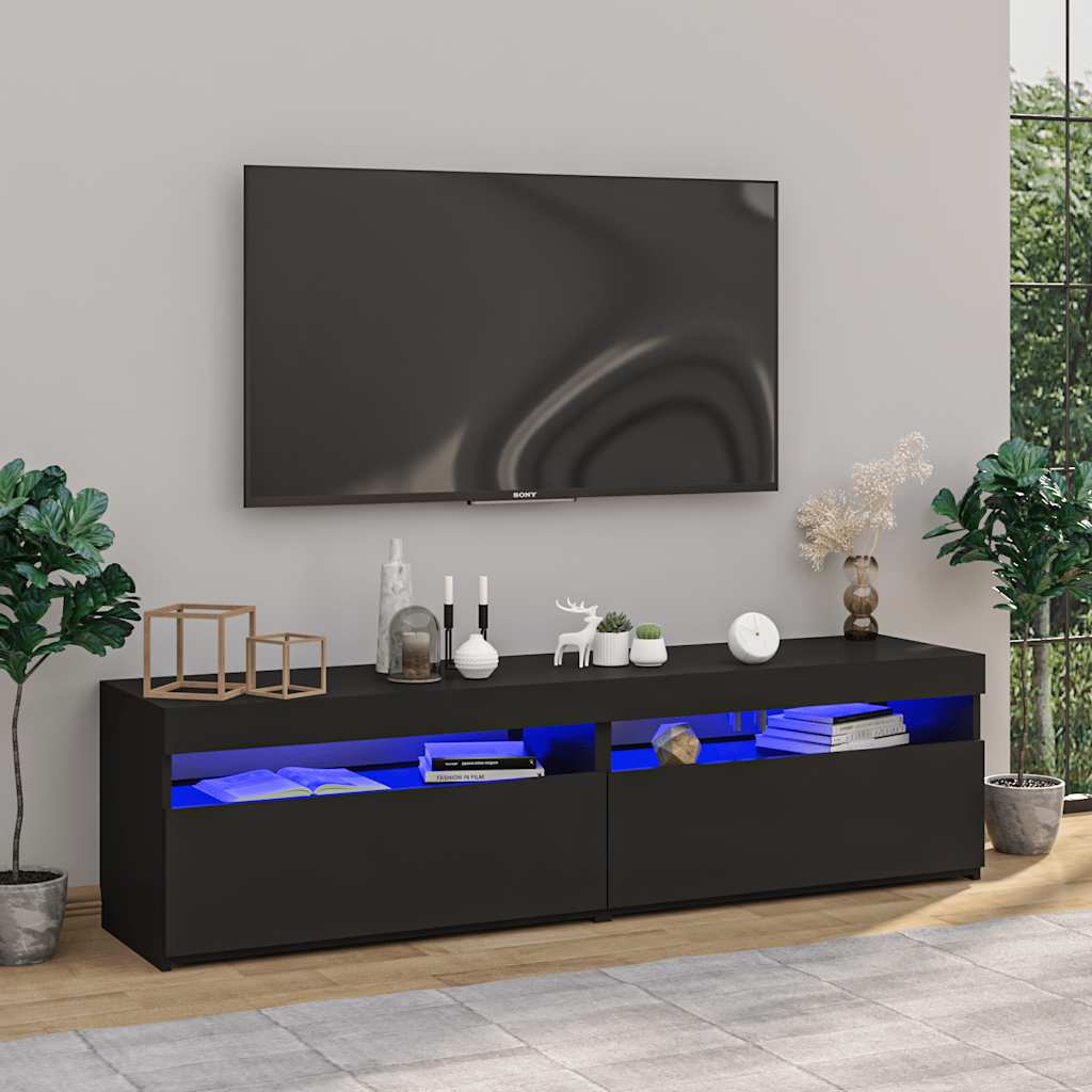 Mueble de TV con luces LED 2 uds gris Sonoma 75x35x40 cm