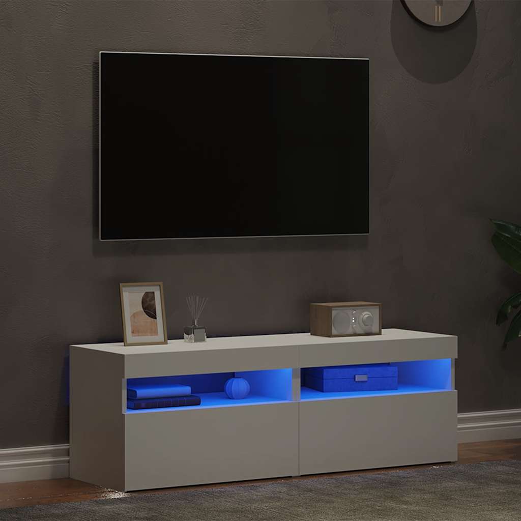 Muebles de TV con luces LED 2 uds blanco 60x35x40 cm