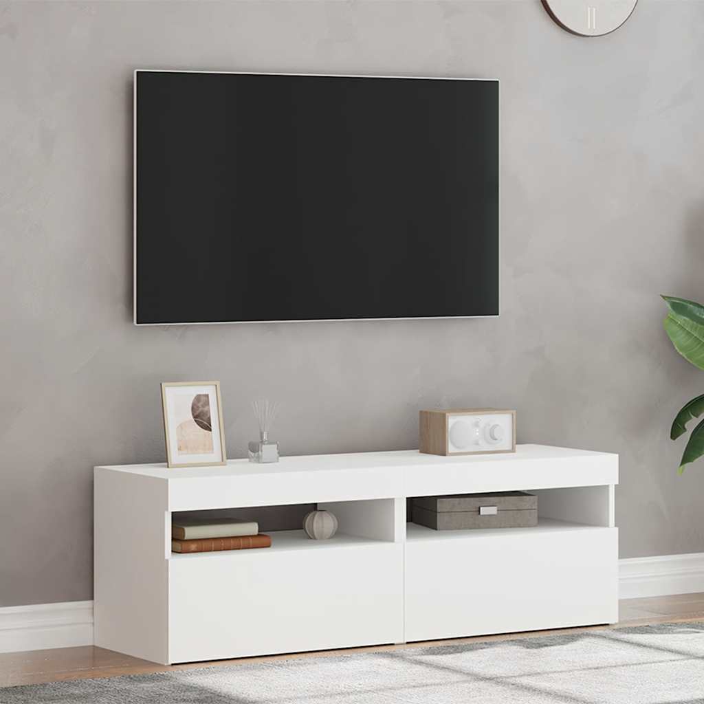 Muebles de TV con luces LED 2 uds blanco 60x35x40 cm