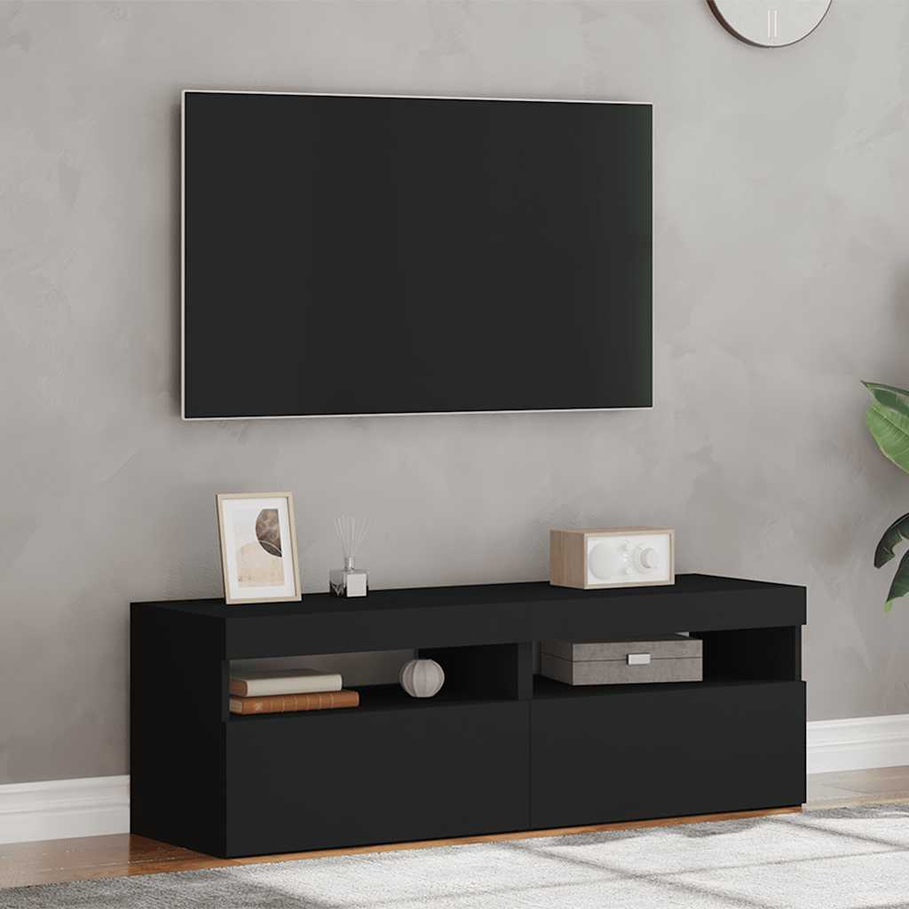 Muebles de TV con luces LED 2 uds negro 60x35x40 cm