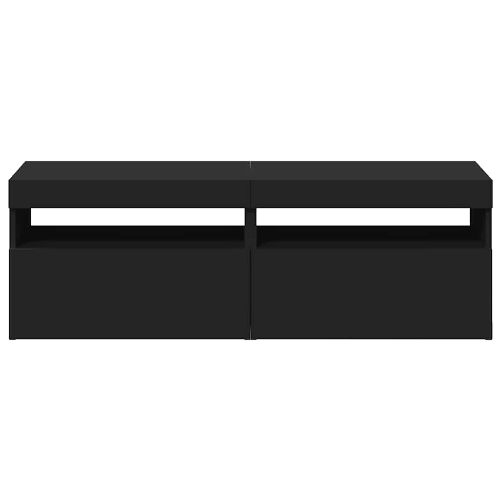 Muebles de TV con luces LED 2 uds negro 60x35x40 cm
