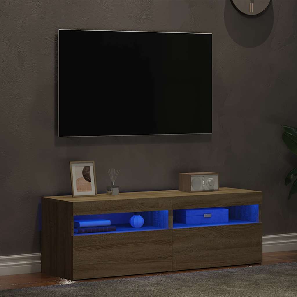 Muebles para TV con luces LED 2 uds roble Sonoma 60x35x40 cm