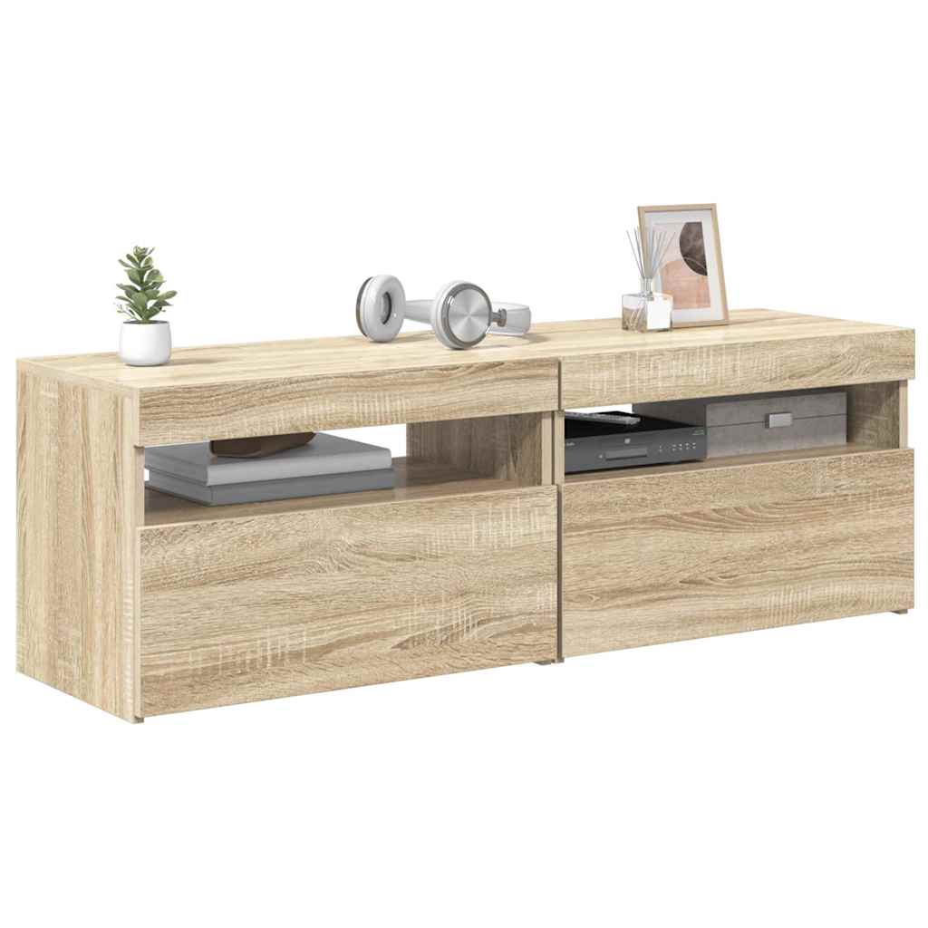 Muebles para TV con luces LED 2 uds roble Sonoma 60x35x40 cm