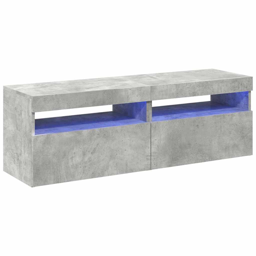 Muebles de TV con luces LED 2 uds gris hormigón 60x35x40 cm