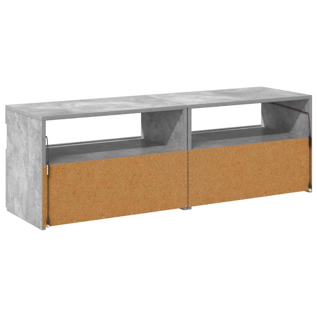 Muebles de TV con luces LED 2 uds gris hormigón 60x35x40 cm