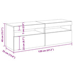 Muebles de TV con luces LED 2 uds gris hormigón 60x35x40 cm