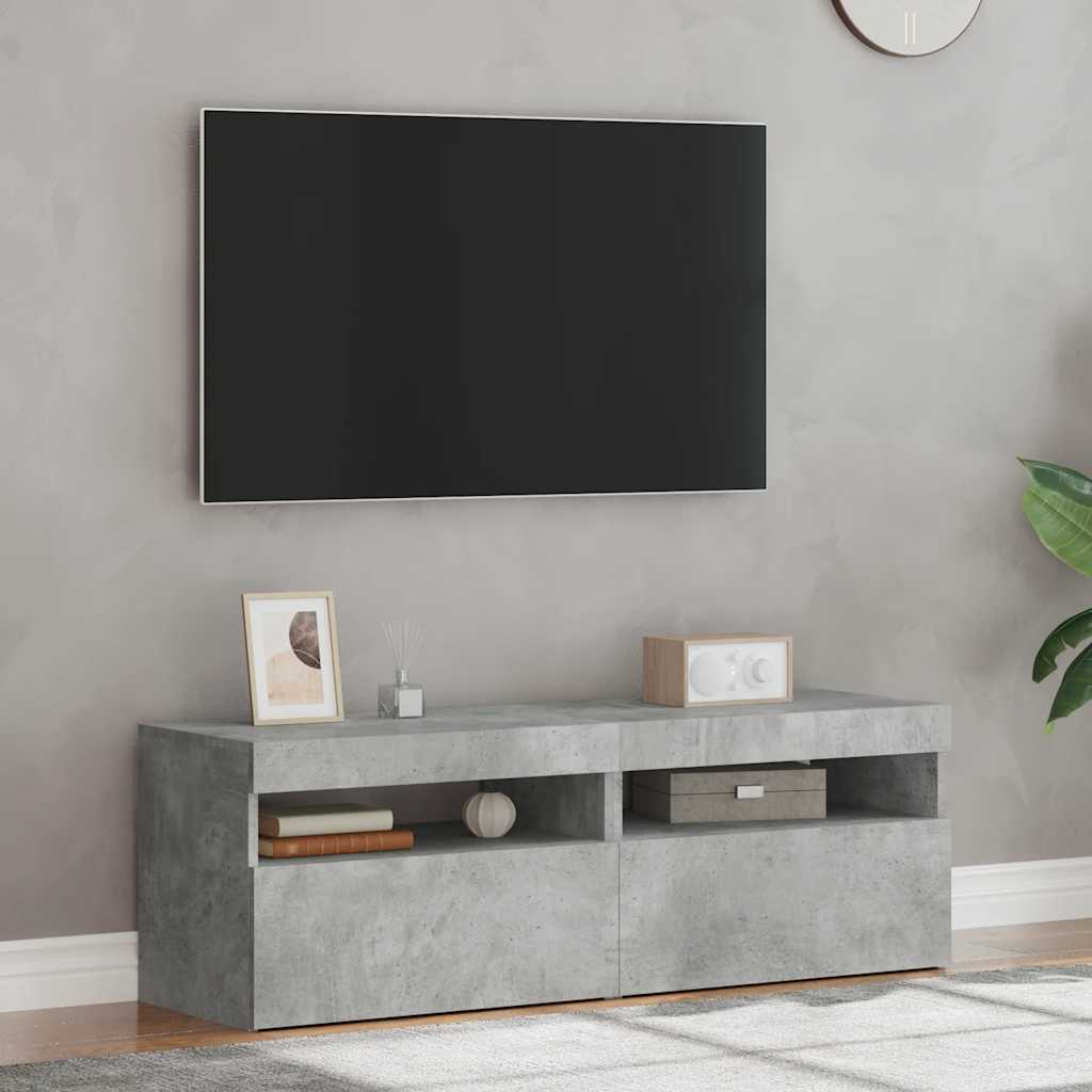 Muebles de TV con luces LED 2 uds gris hormigón 60x35x40 cm
