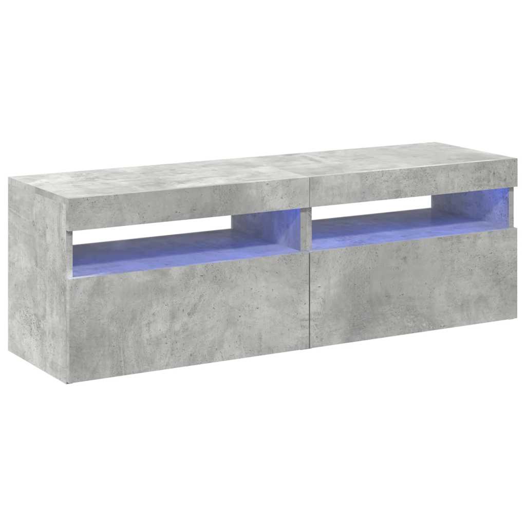 Muebles de TV con luces LED 2 uds gris hormigón 60x35x40 cm