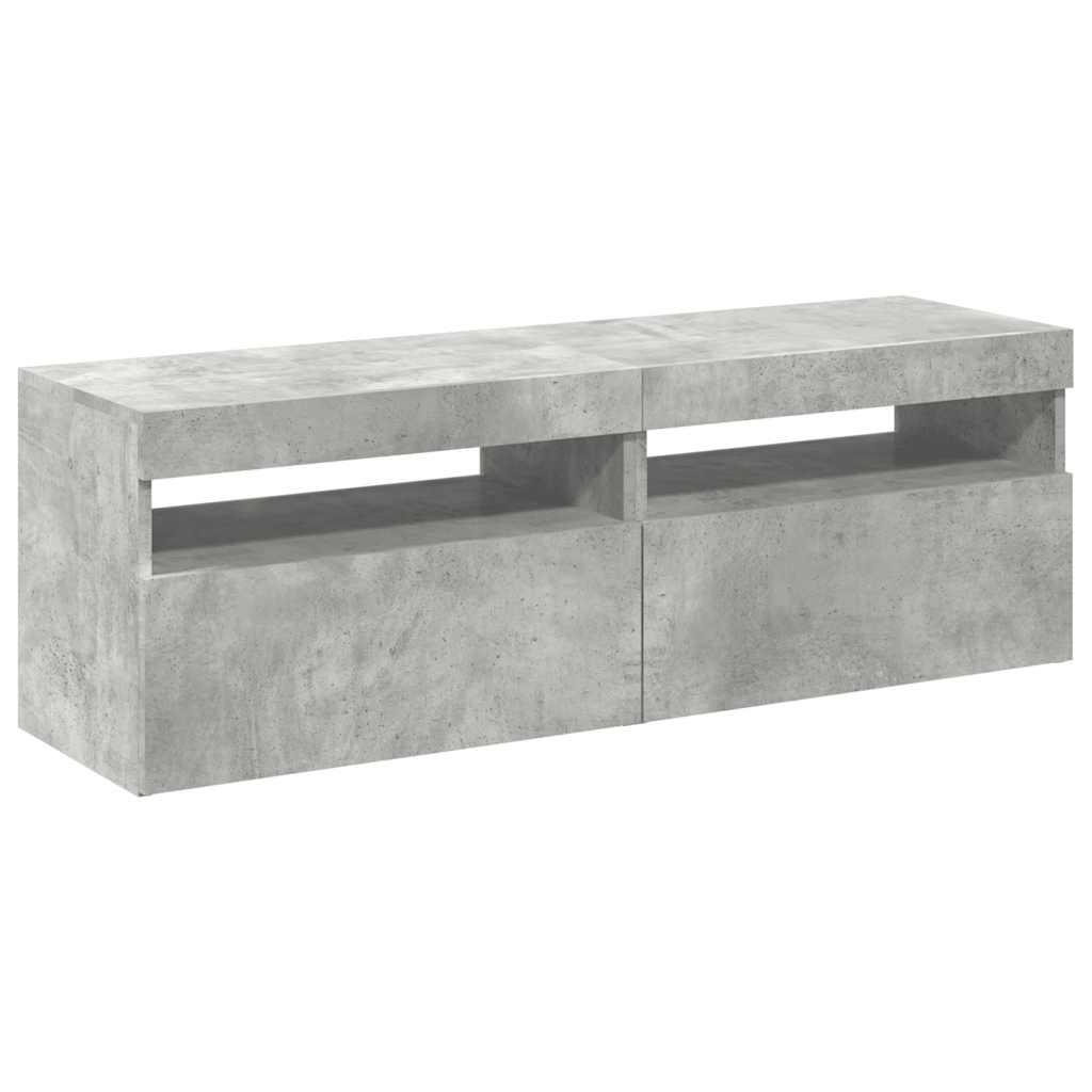 Muebles de TV con luces LED 2 uds gris hormigón 60x35x40 cm