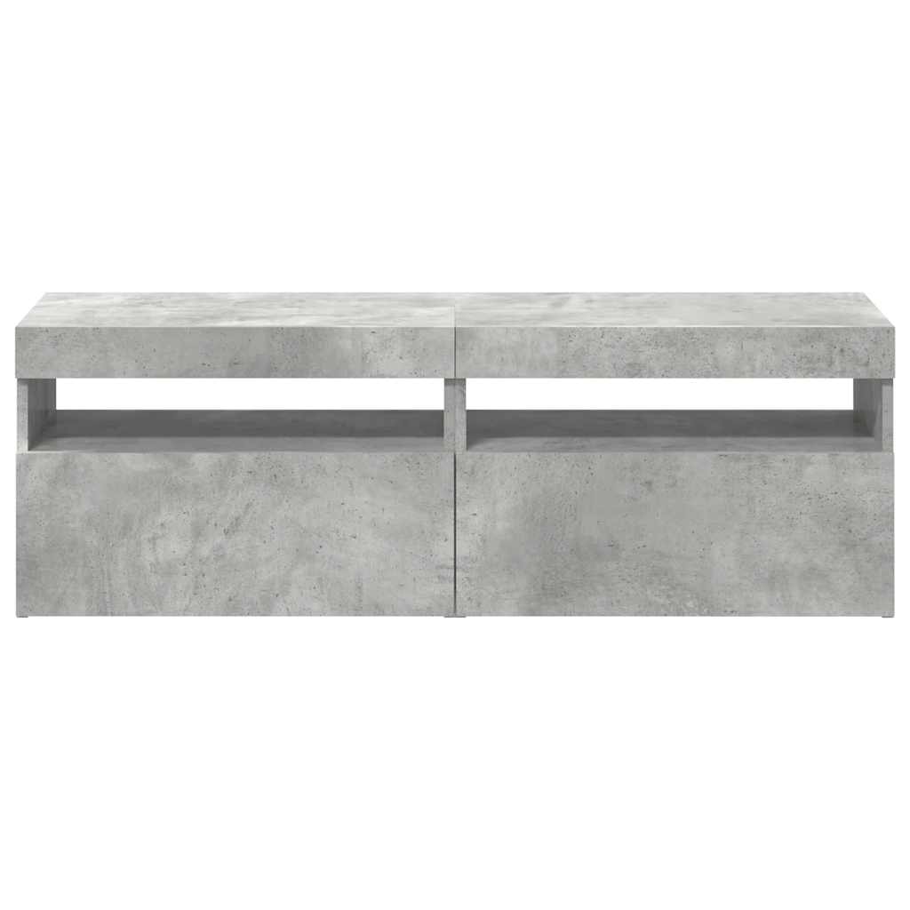 Muebles de TV con luces LED 2 uds gris hormigón 60x35x40 cm