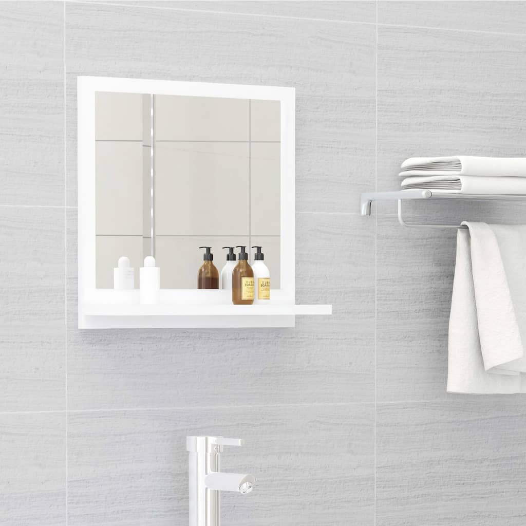 Espejo de baño contrachapada blanco brillo 100x10,5x37 cm