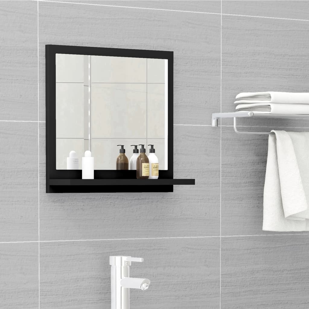 Espejo de baño madera contrachapada negro 100x1,5x37 cm