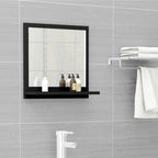 Espejo de baño madera contrachapada negro 100x1,5x37 cm